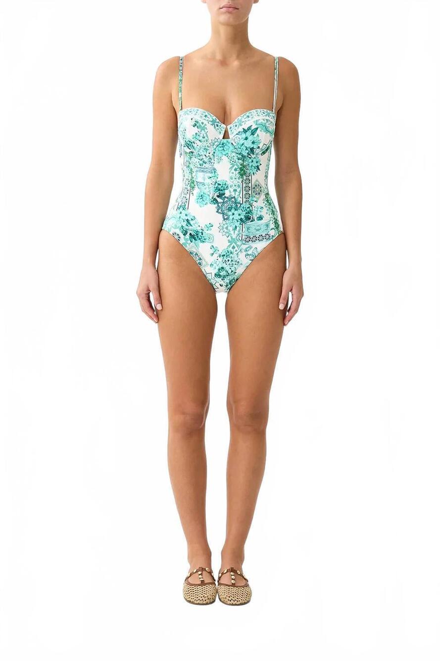 NEW CAMILLA underwire moulded cup one piece in balearic bebé